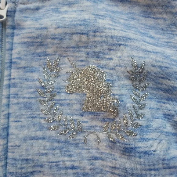 Blue, soft, hooded, unicorn sweatshirt - Picture 2 of 4
